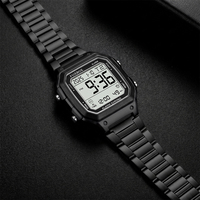 Montre numérique LED multifonction carrée noire FOXBOX FB0200 pour hommes, chronographe lumineux à lumière noire, prix de gros
