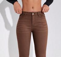 2025 Pantalon bootleg skinny évasé à taille haute pour femmes à la mode-Denim respirant, logo de taille brodé pour un style chic