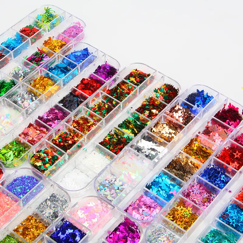 IMAGNAIL 2022 New 14 Designs Numbers Star Heart Butterfly 3D Nail Decals Glitter Sequins Christmas Nail Art