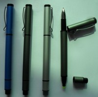 Stylo à bille double tête en métal 2 en 1, objet de qualité supérieure, en aluminium, double face, surligneur, stylo fluorescent