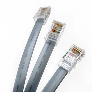 Los fabricantes suministran directamente seis núcleos 28AWG cobre puro plano 6P6C Cable de conexión de teléfono terminado