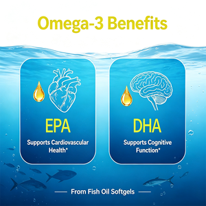 Gélules d'huile de poisson Oméga 3 à marque privée OEM ODM, EPA DHA 1000mg, complément alimentaire pour la santé cardiaque et cérébrale, sans OGM, sans gluten - Product Image 3