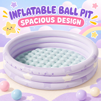Piscine à balles gonflable en PVC motif ours mignon, fond rembourré, pour enfants, idéale pour la maison et la crèche - Grande Vente