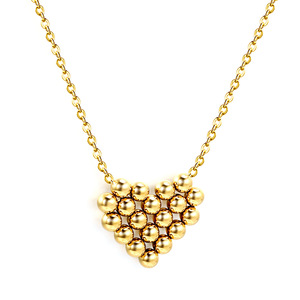 Collar con Colgante de Bola de Acero en Forma de Corazón, Chapado en Oro, Acero Inoxidable, Joyería de Moda, Regalo - Product Image 1