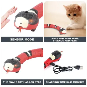Mainan ular elektrik otomatis, mainan kucing otomatis, ular pengindera cerdas interaktif untuk anjing kucing dalam ruangan, dapat diisi ulang