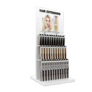 Tùy chỉnh hiện đại Salon tầng kim loại vàng tóc giả Rack hiển thị treo 30 inch tóc mở rộng hiển thị đứng với bánh xe - Product Image 6