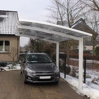 Auvent de voiture moderne résistant aux intempéries, revêtement UV 50-100 micromètres, plaque en polycarbonate de type L, structure en aluminium, montage DIY, extérieur