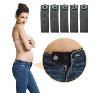 ขายส่ง 3pcs-กางเกงขายาวรัดเอวคุณภาพสูงสำหรับผู้หญิงท้อง,เข็มขัดปรับแต่งกระดุมกางเกงยืดได้จำนวน5ชิ้น