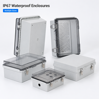 Boîtier électrique étanche IP66 en PC avec loquets en acier inoxydable 304, couvercle transparent ou gris