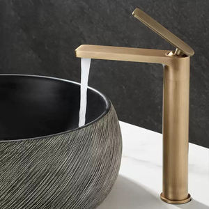 Robinet de lavabo vintage français en laiton, monocommande, monotrou, à poser sur comptoir, avec valve en céramique, finition brossée, pour salle de bain <span class=keywords><strong>WC</strong></span> - Product Image 5