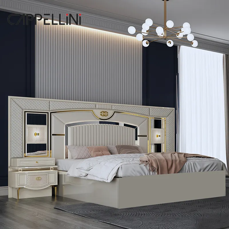 Commercio all'ingrosso di lusso letto King Size Design classico moderno Queen set completo camera da letto mobili Chambre un Coucher completo Meuble