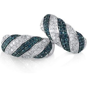 Boucles d'oreilles Huggies Jewelspaark en argent sterling 925 avec diamants naturels blancs et bleus de 1,40 ct, taille brillant rond, pour femmes - Product Image 3