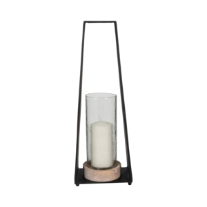 Porte-bougie Hurricane en métal et marbre, chandelier moderne pour centre de table ou accent d'entrée - Product Image 2