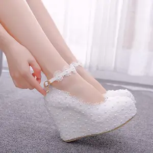 Made In China Cheap Spring Comfortable White Crystal Heels Sandals For Women And Ladies Wedding Shoes Bridal