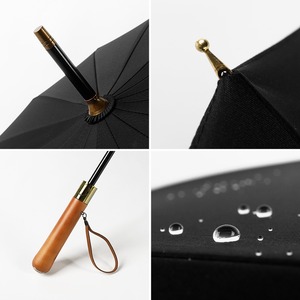 Paraguas para Sol y Lluvia de 25 Pulgadas, 16 Varillas, Apertura Manual, Mango de Madera, Diseño Minimalista y Ejecutivo - Product Image 4