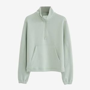 Nouveau Sweat-shirt Femme Hiver 2025 Printemps Demi-Zip Modal Délavé Effet Air Layer Tricoté Col Montant Polyvalent - Product Image 3