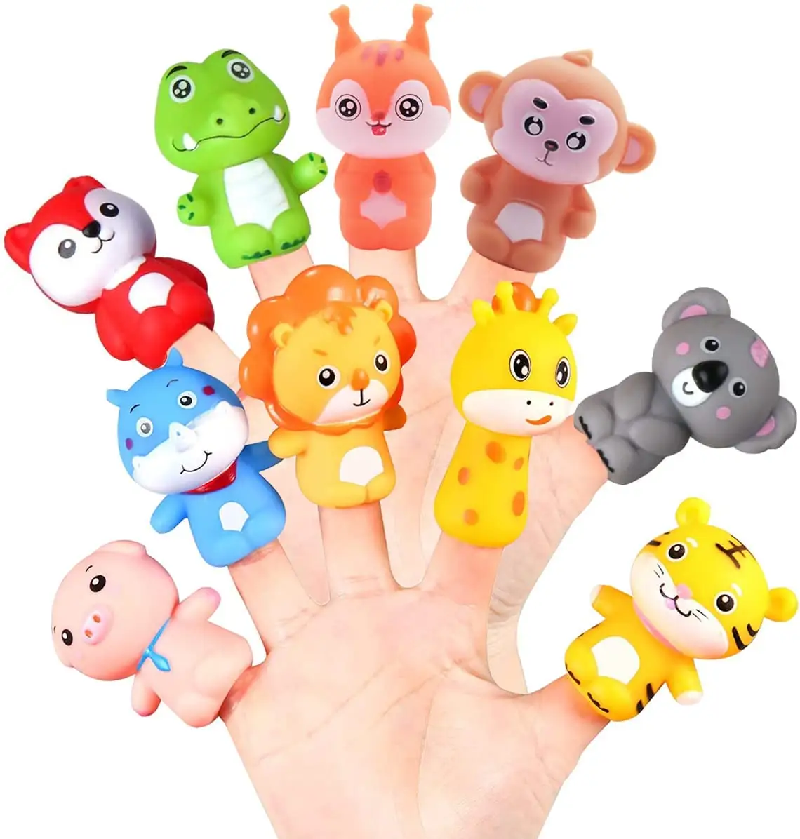 ตุ๊กตานิ้วมือของเล่นพีวีซีนุ่มของเล่นสัตว์ไวนิลของเล่นเพื่อการศึกษาของเล่นหุ่นนิ้วสัตว์การ์ตูน