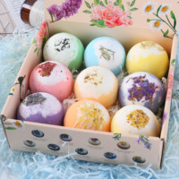 Pemasok OEM grosir bom mandi bunga 9 bola Hadiah Set bom mandi alami dengan minyak esensial