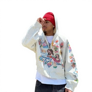 Hoodie Premium Personnalisé Vintage Rétro Gothique Streetwear 100% Coton Imprimé DTG Coupe Boxy Zippé Hiver Oversize - Product Image 6
