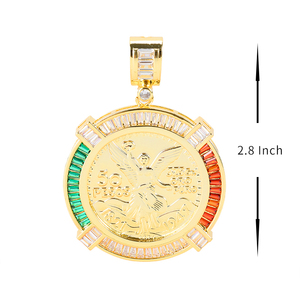 Pendentifs Centernario plaqués <span class=keywords><strong>or</strong></span> 14 carats, pièce de monnaie mexicaine de <span class=keywords><strong>50</strong></span> <span class=keywords><strong>pesos</strong></span>, grand pendentif religieux - Product Image 5