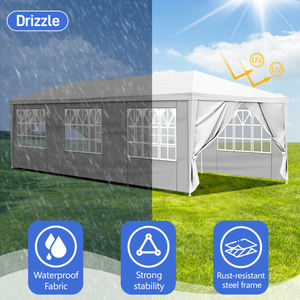 Tente de fête estivale à 8 côtés de 10x30 pieds avec 6 fenêtres et 2 portes, toile en polyester enduite de poudre, tissu Oxford - Product Image 5