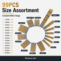 Jeu de 99 forets hélicoïdaux en acier rapide, finition oxyde noir, M42 M35, queue de 35 mm, pour métal, bois, plastique, alliage - Assortiment