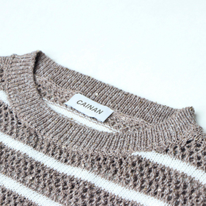 เสื้อกั๊กไหมพรมคอสูงแบบสั่งทำพิเศษ, เสื้อกล้ามถักลายทางผ้าฝ้ายแบบซิปสำหรับผู้หญิงขายส่ง - Product Image 3