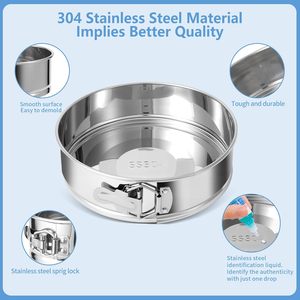 9 Inch Springform <b>Pan</b> - <b>Nonstick</b> Leakproof 304 Stainless Steel Springform Cake <b>Pan</b> with Removable Bottom - Product Image 6