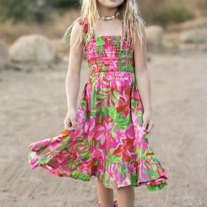 Robe hawaïenne en vente chaude, robe polynésienne de haute qualité, robe midi en lin smockée personnalisée pour enfants - Product Image 1