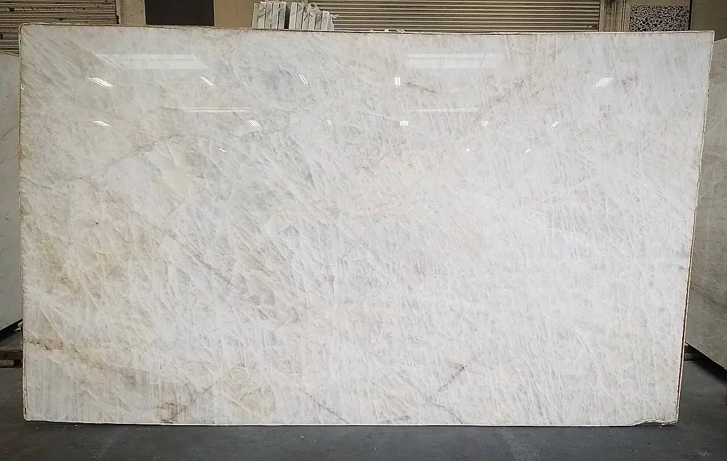YDSTONE lempengan marmer alami kristal putih Quartzite dapur meja untuk dekorasi rumah