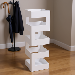 Soporte para paraguas de acero blanco, soporte de almacenamiento independiente moderno y cuadrado de 19,1 pulgadas para ropa de lluvia - Product Image 2