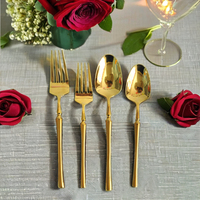 Bulk Stainless Steel Gold Flatware Set with Multi Color Tapered Handle for Wedding Party and Hotel Restaurant Table Use