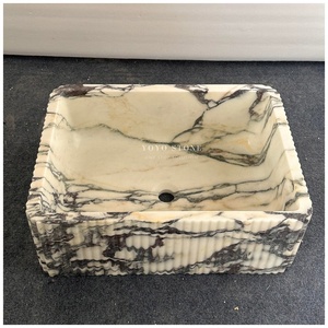 Lavabo in Marmo Calacatta Viola Fatto a Mano, <span class=keywords><strong>Lavandino</strong></span> <span class=keywords><strong>da</strong></span> <span class=keywords><strong>Bagno</strong></span> Lucidato a Parete per Hotel e Villa - Product Image 5