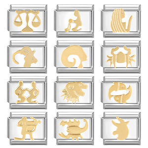 12 Mois Italien Charme Liens Mars <span class=keywords><strong>Avril</strong></span> Mai Constellations Enfants 9mm En Acier Inoxydable Bracelet DIY Bijoux Design De Mode - Product Image 2