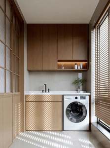 Customized Wooden Modern Design Eco-Friendly Waterproof Laundry Cabinet Set for Living Room Entry Hotel Apartment Panel - Product Image 2