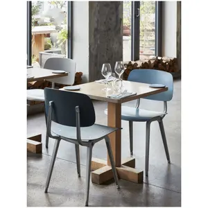 Food Court Coffee Shop Restaurant Furniture Reclaimed Wood Dining Chairs And Table Set
