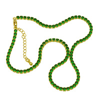 HT146 Vente chaude Ensemble collier et bracelet pour femme, chaîne tennis en zircone cubique verte 3mm, plaqué or 18K, bijoux de luxe à couleur durable