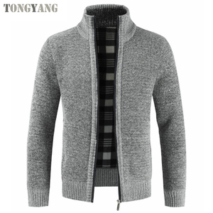 TONGYANG Autumn Winter New Men's <strong>Jacket</strong> Slim Fit Stand Collar Zipper <strong>Jacket</strong> Men Solid <strong>Thick</strong> Warm <strong>Fleece</strong> <strong>Jacket</strong> Men - Product Image 3