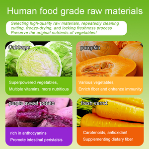 Snack Liofilizzato <span class=keywords><strong>per</strong></span> Cani e <span class=keywords><strong>Gatti</strong></span>: Carota, Patata Dolce Viola, Zucca, Cavolo - Mix di Verdure Naturali Ricche di Fibre - OEM - Product Image 6