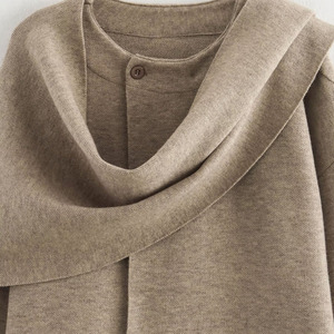 PB & ZA donna 2025 autunno Vintage manica lunga <span class=keywords><strong>cappotto</strong></span> lavorato a maglia con sciarpa nuova moda Chic Casual top Logo anteriore - Product Image 4