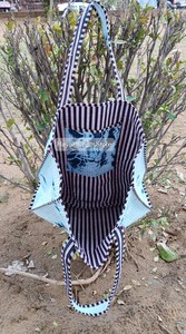 Sac fourre-tout réutilisable en tissu de coton écologique, léger, couleur unie, ouverture supérieure, pour femmes, style tendance, été, automne, toutes saisons - Product Image 4