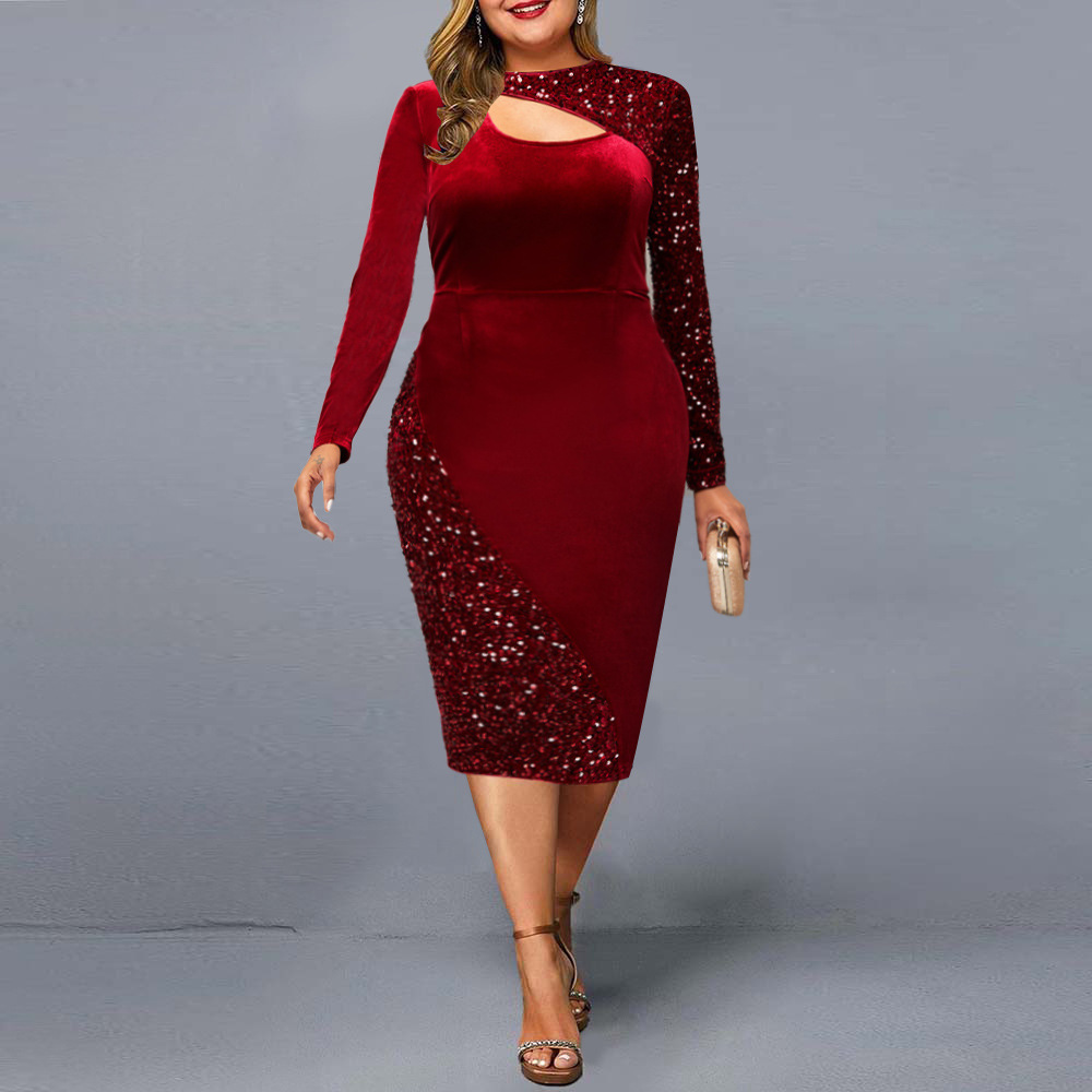 Bodycon Dress 2025 Winter Autumn Velvet Sequin Dress