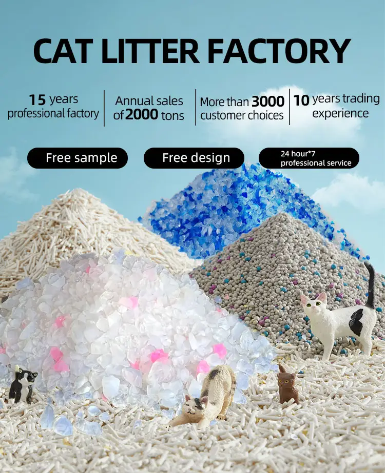 Yüksek emici doğal mikro kristal kedi kumu Silica olmayan topaklanma silika jel kristal kedi kumu kum