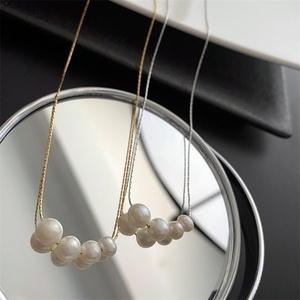 New Fashion Stainless Steel Natural Pearl Charm Link Chain Necklace for Women Pendant <b>Choker</b> Gift Engagement Party - Product Image 6