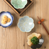 Handgefertigte Keramikschale mit Kiln-Change-Glasur, OEM-Anpassung, 5 Zoll, Pflaumenblüten-Design, für Gewürze, Sojasoße und Essig