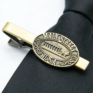 Pince à cravate vintage personnalisée avec logo LGC, en laiton antique, pour cadeau d'affaires masculin, vente en gros - Product Image 1