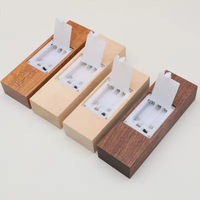 Boîte à piles AAA en bois de hêtre, base lumineuse LED, veilleuse en bois avec interrupteur, lumière blanc chaud pour la décoration de vitrine en verre cristal