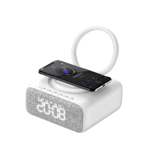 OEM Smart Wireless Bt Music Speakers With Wireless Charger <b>LED</b> Lamp Wake up Light Alarm <b>Clock</b> - Product Image 1