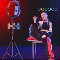 Kit d'éclairage annulaire RVB en gros avec éclairage annulaire à intensité variable et trépied, idéal pour le tournage vidéo et la diffusion en direct