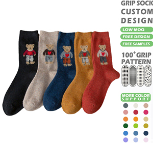 Custom <strong>Teddy</strong> <strong>Bear</strong> Print Cotton Blend Crew <strong>Socks</strong>, Warm Cozy Winter <strong>Socks</strong> with Cute Cartoon Design, Low MOQ Wholesale - Product Image 1